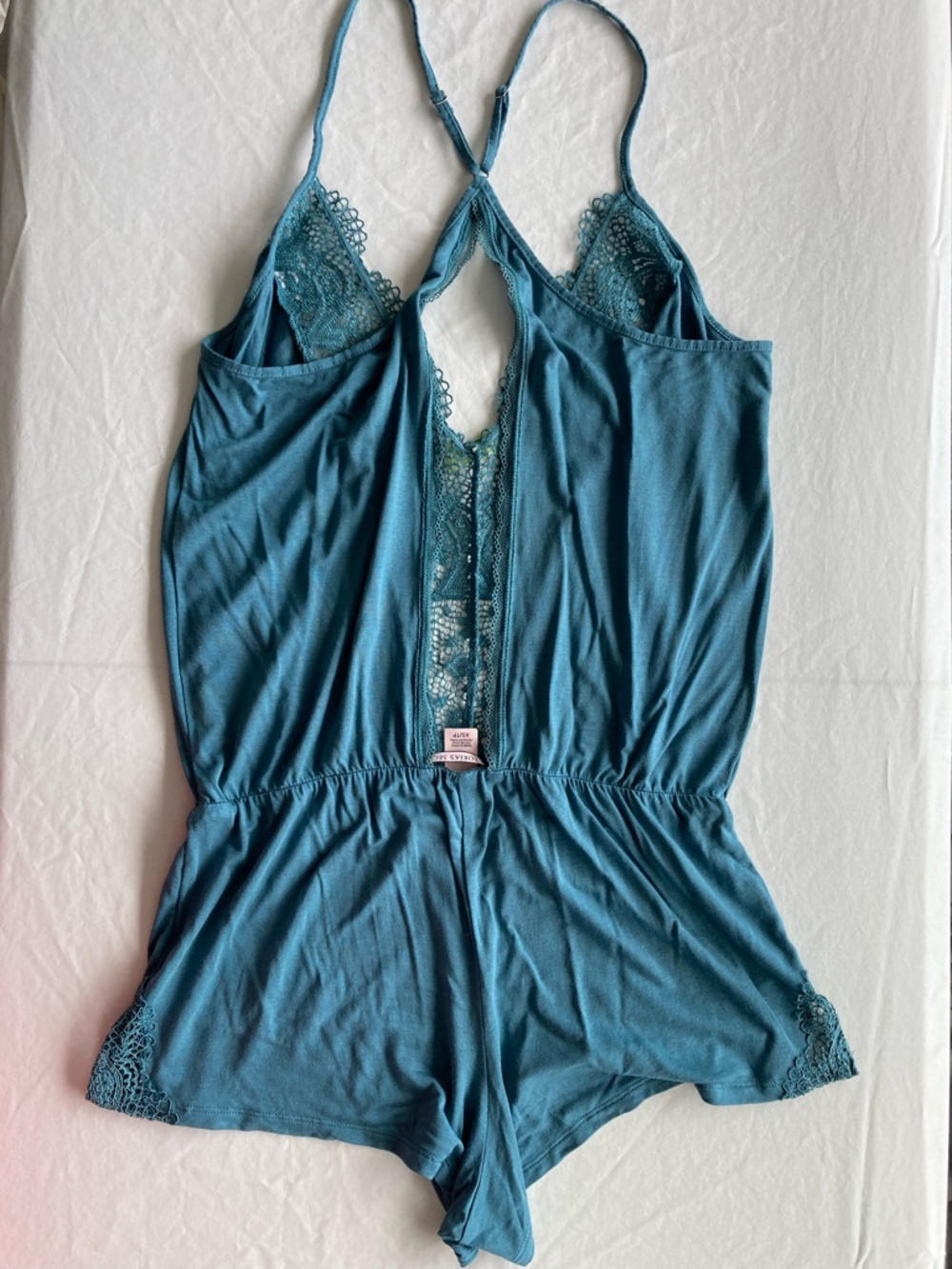 VS Supersoft Crochet-Trim Sleep Romper in French Sage XS - Picture 2 of 6
